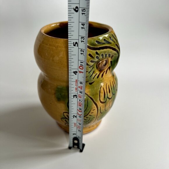 MCM Owl Vase Handmade Stoneware Folk Art Cottagecore Glazed 5" Home Decor - Picture 8 of 9